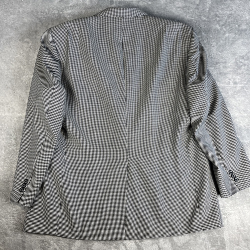 Stafford Houndstooth Check Blazer Mens 48R 2-Button Sport Coat Green Blue Jacket - Picture 3 of 10